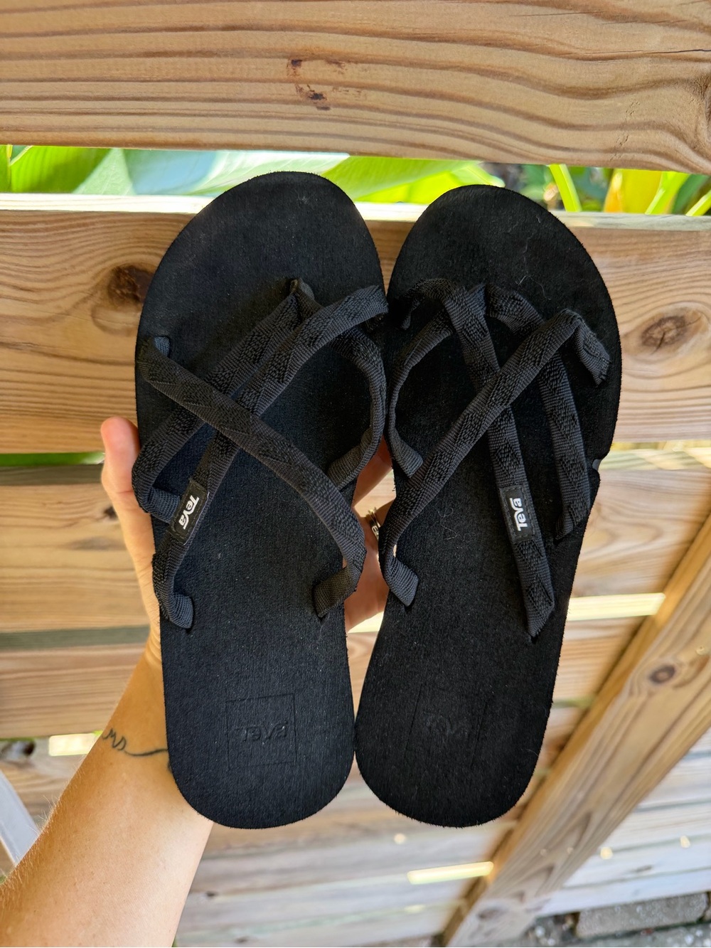 Teva Black Crisscross Strap Sandals